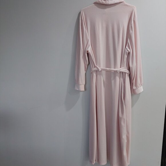 Pink Quilted Collar Robe Long Belted Housecoat , Women's Large - Picture 5 of 5